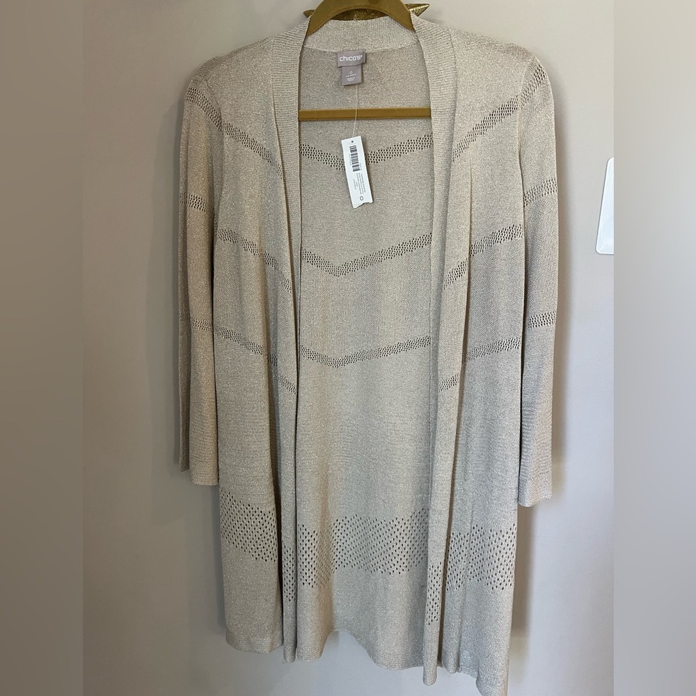 Chico’s long pointelle cardigan - Gold - size 0/Small - new with tags